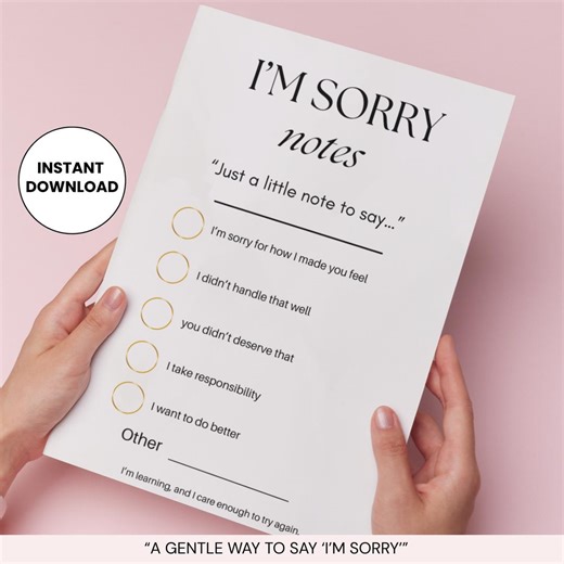 Printable Apology Notes PDF | I’m Sorry Card Template | Relationship Communication Tool | Couples Repair & Reconnect | Instant Download - Etsy Australia