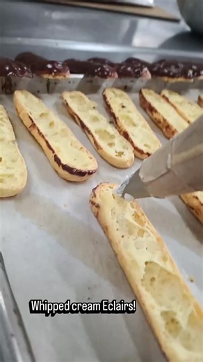 Eclairs! Whipped cream or custard filled! #bakery #localbusiness #local | Mike's Pastry Shop