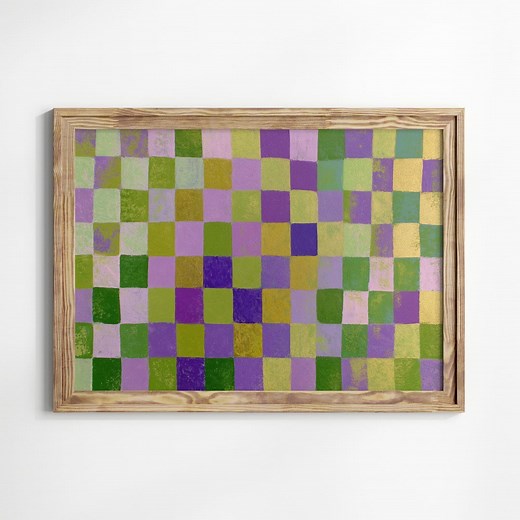 Boho Chic Wall Art Scandinavian Design Checkerboard Print Modern Interior Decor - Etsy