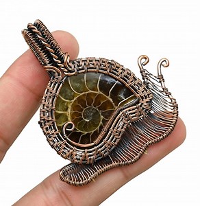 Copper Wire Wrapped Ammonite Fossil Pendant - Handmade Jewelry - Etsy