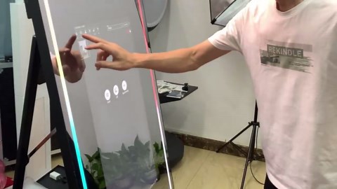 Mirror Photo Booth, 40" Magic Mirror Photo Booth with 21.5" Touch Screen, Photo Booth Machine with Printer, Selfie Mirror Photobooth for Event Rentals (Black, Mirror Photo Booth)