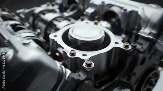 Detailed 3D animation of a powerful V8 engine assembly showing the crankshaft and piston.
