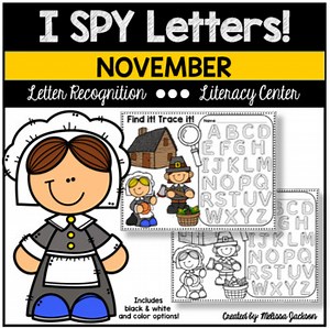 I SPY Letters! NOVEMBER Alphabet Literacy Center for Letter Recognition