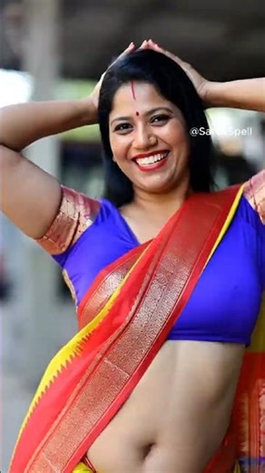 Yellow-Red Saree hot navel dance on the Street 🔥actress Ultra Low Hip scene