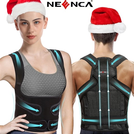 NEENCA Back Brace Posture Corrector for Women and Men, Adjustable Spine Support, Black, L Count