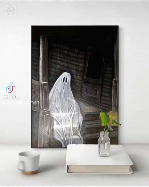 Sad Ghost Art Print | Colored Pencil Drawing, Halloween Decor (digital Download) - Etsy