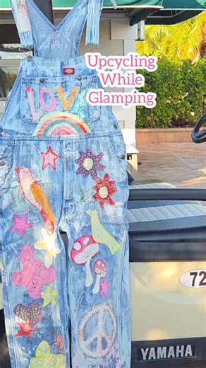 tmyers handmade on Instagram: "This full diy video is on my YouTube channel: tmyers handmade #upcycled overalls #diy bibs #Everglades Isle Motorcoach Resort #everglades city #hippie"