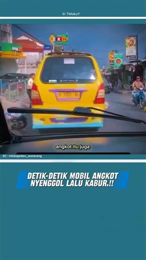 The public transport vehicle bumped into a bus and then ran away.