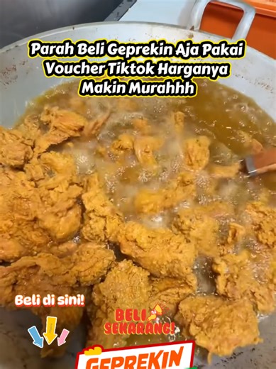 Membalas @storegadgetid Parah sih Geprekin Aja harganya makin ambyar kalau beli pakai voucher Tiktok. Caranya klik tag lokasi kiri bawah. Beli trus payment. Voucher bisa ditukar di semua cabang Geprekin Aja terdekat. Buruan beli promo terbatas loh!