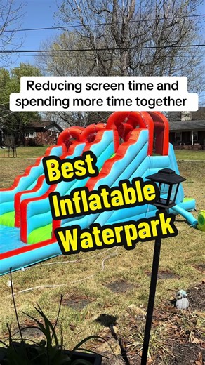 So I grabbed this inflatable waterpark for the yard! #waterpark #inflatable #funforkids #memories #qualitytime @Joymor