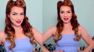 5.6K views · 49 reactions | Elegant, chic, and meticulously-styled are the terms that best describe the hairstyles of the 1940's.  Just take a look at this tutorial video about 1940's / 50's Pinup Hair and Makeup. ✌️✌️✌️ #1940s #1950s #makeup #hairstyle #pinup Kayley Melissa | UniWigs | Facebook