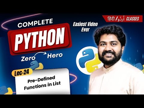 Pre-defined functions in list data type-Hindi/Urdu | Lec-24 | Python for beginners | List Data types