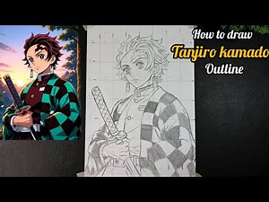 How to draw Tanjiro kamado🔥 || outline drawing ||🔥step by step easy method || tanjiro kamado 🥵||