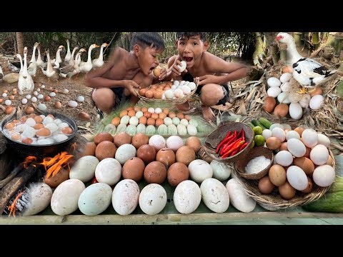 Primitive Technology - Boiled eggs and coconut eggs are delicious.