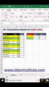 16K views · 218 reactions | Calculation based on cells colour . #cellcolor #Excel #excetips #vikominstitute #excelearning #datascience #dataentry #excelpro #exceltricks @jainvikal #technicalanalysis #analysis #spreadsheets #vikaljain #technology #dataanalytics #microsoftexcel #consultant #office365 #instagram #instagramreels #learnexcelfree #msexcel #financeprofessional #excel2016 #excel2019 | Excel By Vikal | Facebook