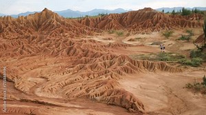 Tatacoa desert in Colombia, South America. Arid red clay canyon.