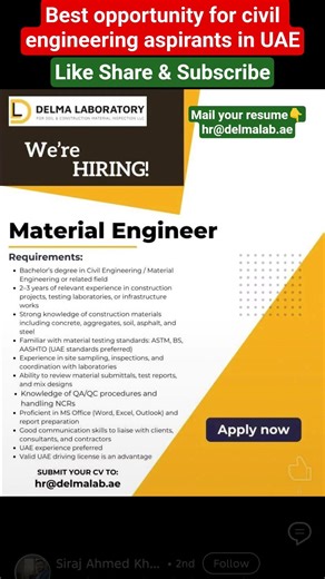 Jobs for civil engineering aspirants in UAE