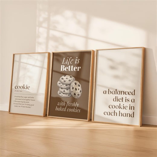 Cookie Wall Art Set of 3 Funny Kitchen Wall Decor Cookie Definition Print Bakery Kitchen Decor Neutral Kitchen Wall Art Cookie Lover Gift - Etsy