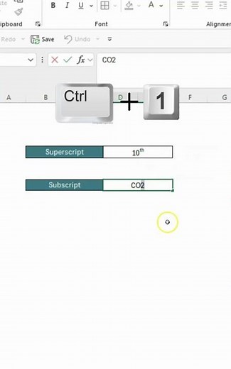 Superscript and Subscript in Excel