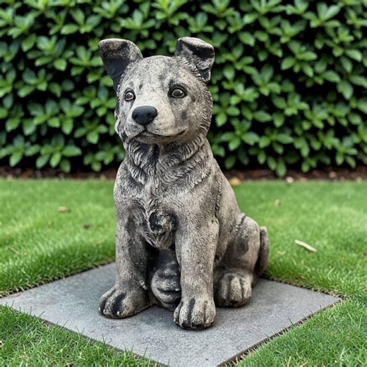 German Shepherd Garden Statue Puppy Concrete Sculpture Painted Grey Pet Figure Sitting Dog Ornament Pets Owners Gift Police Shepherd Grave - Etsy