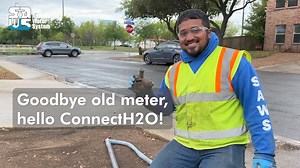 RAMPING UP: Our #ConnectH2O teams👷🏽‍♂️are in overdrive! Throughout SA, they’re rapidly replacing outdated water meters with new electronic ones - 145,000 so far! Meters are replaced in just 5 minutes! Learn more at saws.org/connect and to look up if your meter is scheduled for replacement soon. #conservation | San Antonio Water System