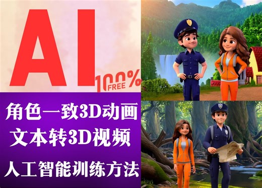 AI免费做角色一致3d动画 ，一键文本生成3D视频，新手友好！
