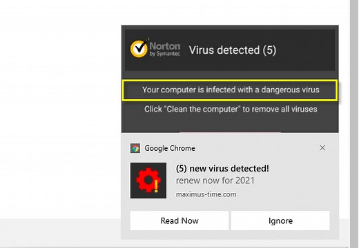 "Your computer is infected with a dangerous virus" Pop up Removal