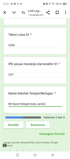 Tutorial Pengisian Link Lapor Diri LPTK UIN Jambi