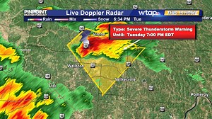 WEATHER ALERT: A *Severe Thunderstorm Warning* has been issued for the WTAP viewing area! Damaging winds and larger hail is possible with this storm! Take shelter now! For more information go to WTAP.com | WTAP Television | Facebook
