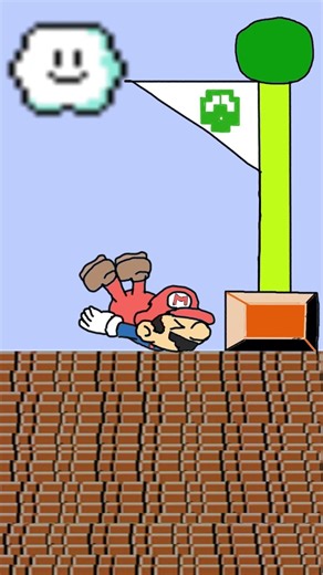 Super Mario Jumps For The Flagpole