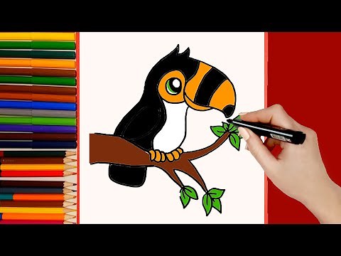 COMO DIBUJAR UN TUCAN PASO A PASO. DIBUJOS PARA DIBUJAR IMAGENES FACILES DE ANIMALES KAWAII