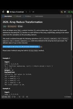 Array Reduce Transformation || Day 7 of JS || Leetcode Challenges ||#code#javascript #webdevelopment
