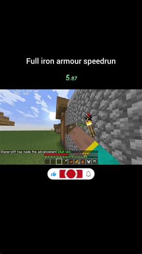 Full iron armour speedrun #minecraft #shorts #gaming