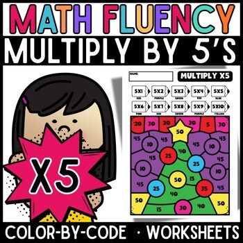 3rd Grade Multiplication ×5 Color-by-Code Worksheets | Christmas Math