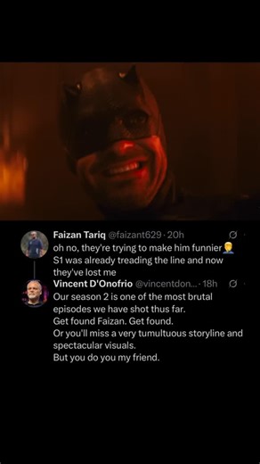MovieTITAN on Instagram: "Vincent says Daredevil: Born Again Season 2 is full of drama, emotions, and brutality that’s off the charts. He’s watched some episodes—and it’s looking really good. 🔥 #Daredevil #BornAgain Season 2 begins immediately after Season 1, with Fisk’s martial law still firmly in place. Vincent D’Onofrio says it “doesn’t go away,” only escalates, as “there’s a feeling of a resistance being formed” around Matt Murdock. • The tone is darker and more dangerous, with D’Onofrio ca