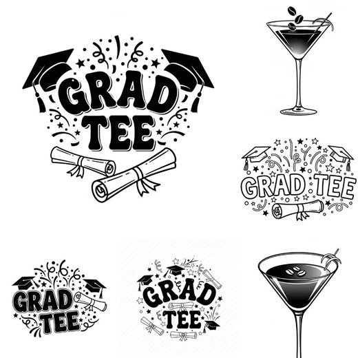 Grad Tee SVG PNG Bundle | Graduation Clipart | Senior Shirt Design Cut Files for Cricut Silhouette - Etsy