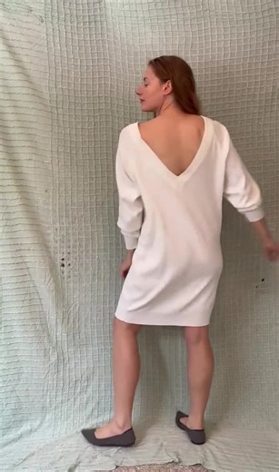 Vintage 80s Ivory Oversized Cotton Sweater Dress Plunging V Neckline and Low Back by Zero II Sixty for Trisha Sayad Sized S/M - Etsy