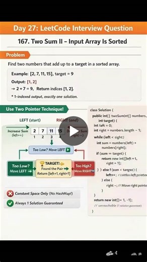 Two Sum II - Sorted Array Solution | Abhinav Pathak posted on the topic | LinkedIn