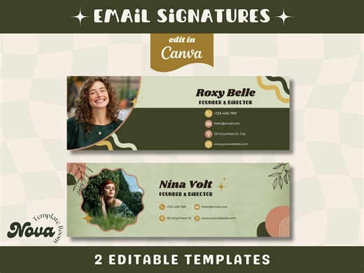 Retro Email Signature Templates – Editable Canva Designs for Feminine, Handmade & Boutique Brands - Etsy UK