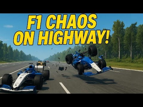 F1 Highway Mayhem: Insane Formula 1 Crashes in BeamNG.drive