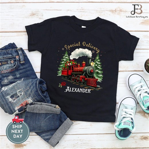 Personalized Christmas Train Shirt Kids | Holiday Train With Gifts Special Delivery Outfit - Etsy