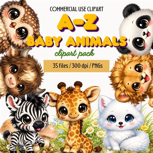 Whimsical A-Z Baby Animals Clipart – Alphabet Animals PNG (digital Download) - Etsy