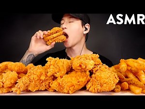 ASMR SPICY CHICKEN TENDERS & FRIED SHRIMP MUKBANG (No Talking) EATING SOUNDS | Zach Choi ASMR