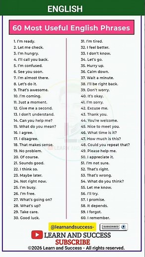 60 Essential English Phrases You Need! 🗣️ #LearnEnglish