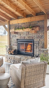 🔥It’s fireplace season!! I love our outdoor stone fireplace but I love it even more now after this refresh with @plowandhearth 🔥Comment YES to shop this post! I love how the fireplace screen instantly dressed up this space. BUT… My favorite thing might be how easy it is to get a fire going with their fatwood. Grab a box of this so you can easily start and enjoy a fire this winter season. Two fatwood sticks and a lighter is all it takes…so easy even I could light a fire on my own. This fireplac