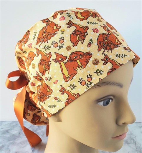 Deer Europonytail Scrub Cap Mama Deer, Euro Style Cotton Surgical Hat Floral - Etsy