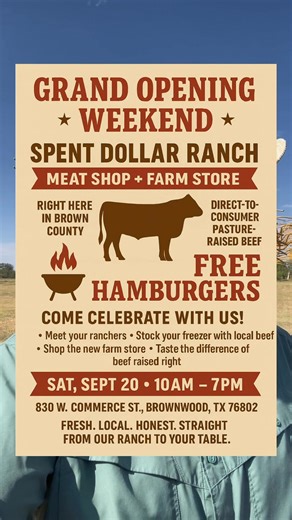 402 reactions · 156 shares | It’s finally time to announce the grand opening of Spent Dollar Ranch Meat Shop and Farm Store! 830 W Commerce St. Brownwood, Tx. #Localbeef #shoplocal #farmtotable | Spent Dollar Ranch | Facebook