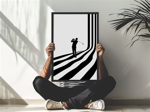 Minimalist Golf Poster Printable | Modern Golf Wall Art | Black and White Sports Print | Contemporary Line Art - Etsy