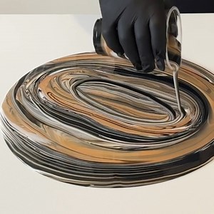 52K views · 1.4K reactions | A gorgeous color palette of gold, black and white in this straight pour to create some really interesting details. I love how this turned out #art #abstractpainting #fluidart | Mark J Ratcliffe Art | Facebook