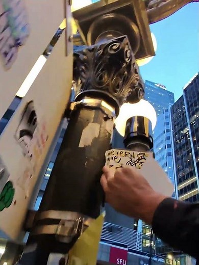 Putting up #graffitiart #Stickers in the CITY